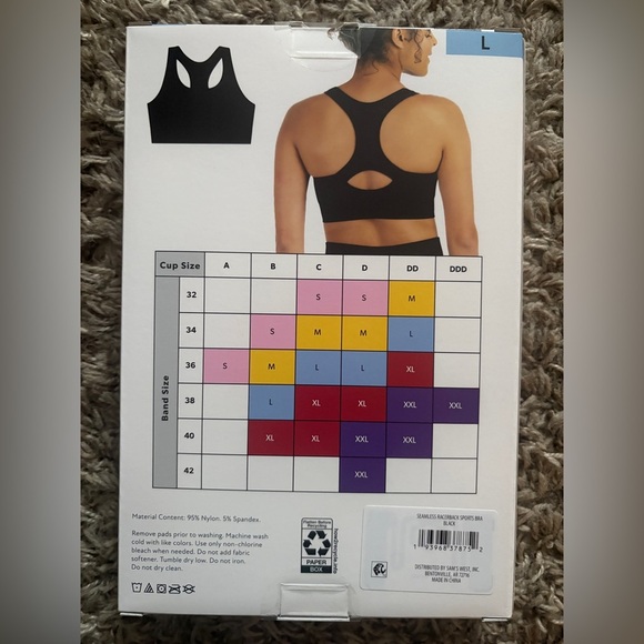 Member's Mark Black Seamless Racerback Sports Bra - Picture 2 of 3